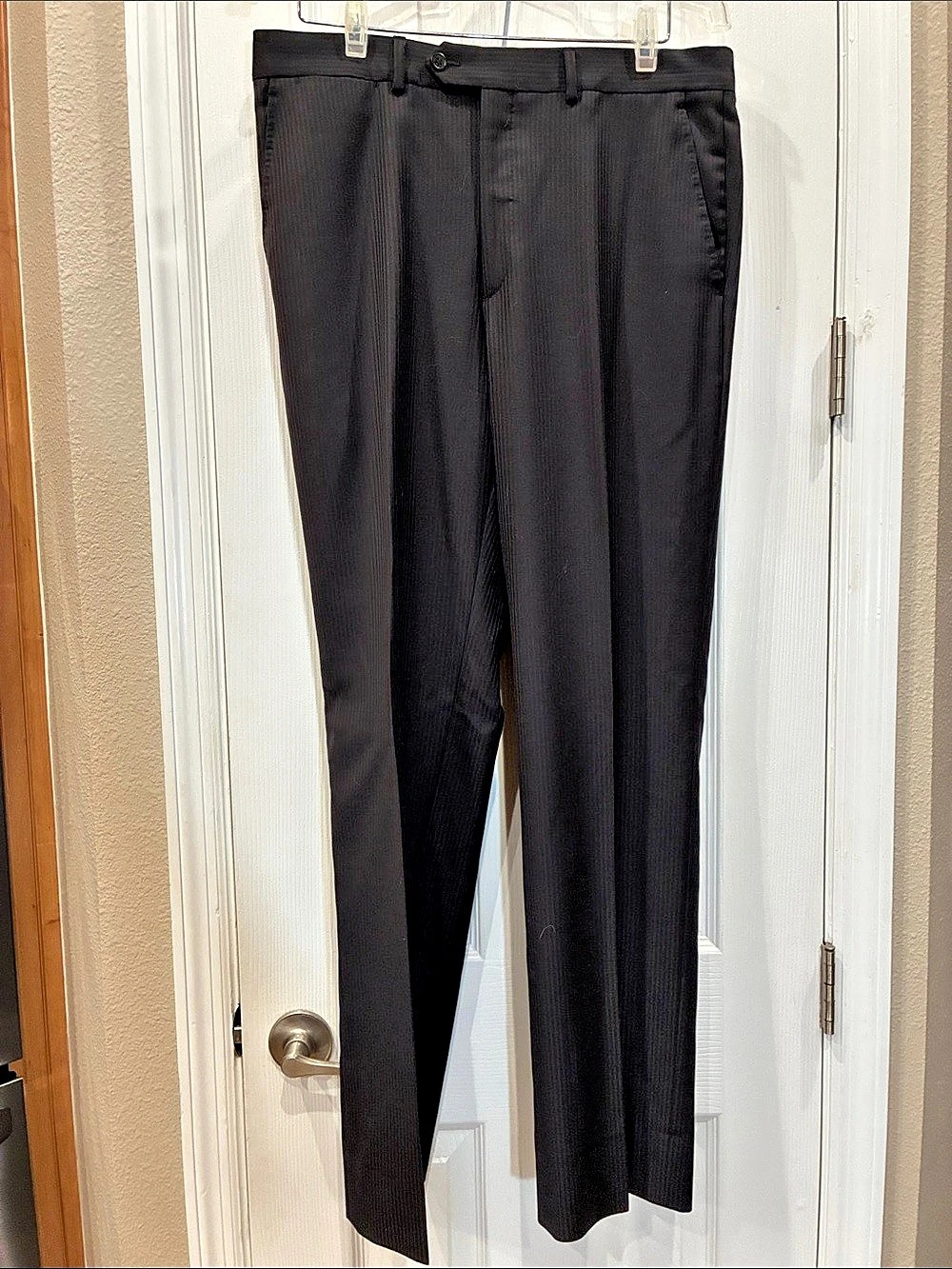 Givenchy Pinstripe Wool Straight Trousers Black Size 50